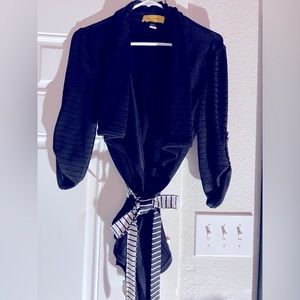 St. John open belted sweater